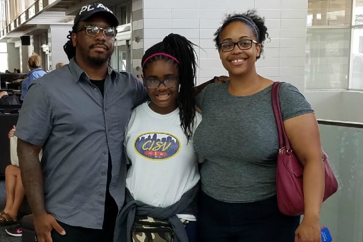 DuRon, Madison, and Milynn Graves the day Madison left for Indonesia.