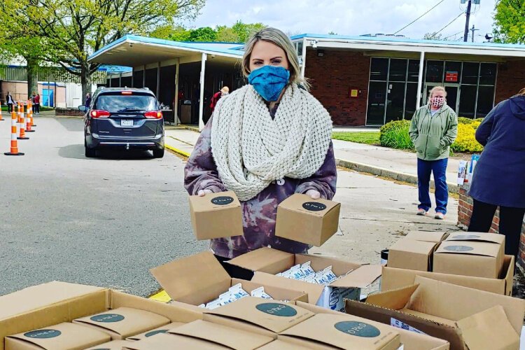 Volunteers in Finneytown distribute food for anyone in need.