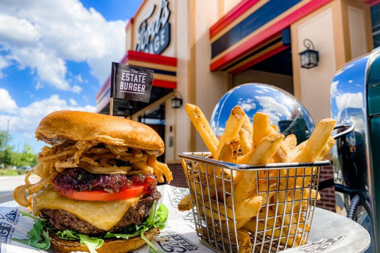 Burgers are the main draw at Ford's Garage, but the vintage decor is a draw as well.