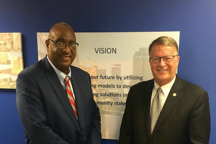 Gregory Johnson (left) with State Senator Steve Wilson, who called Johnson's vision to provide quality public housing in Hamilton County "incredibly refreshing."