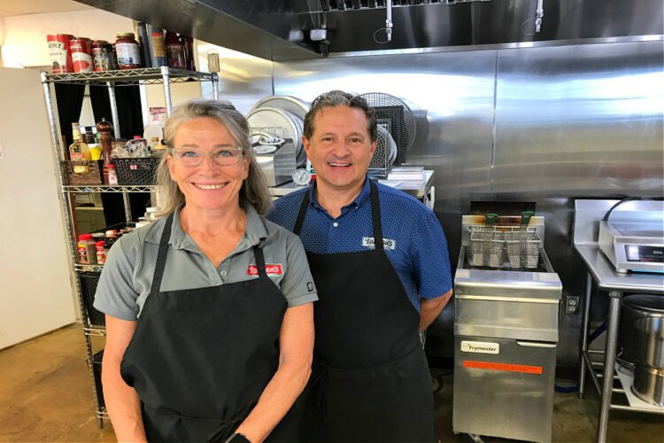Connie Banning, LaRosa's research and development chef, and Mark LaRosa, president and chief culinary officer. 
