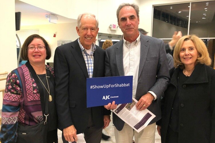 Martha Brand Dave, AJC Cincinnati Board member, Budge Wallis and Brad Kramer, members, Church of Jesus Christ of a Latter Day Saints, Jan Armstrong Cobb, AJC Cincinnati Board member.