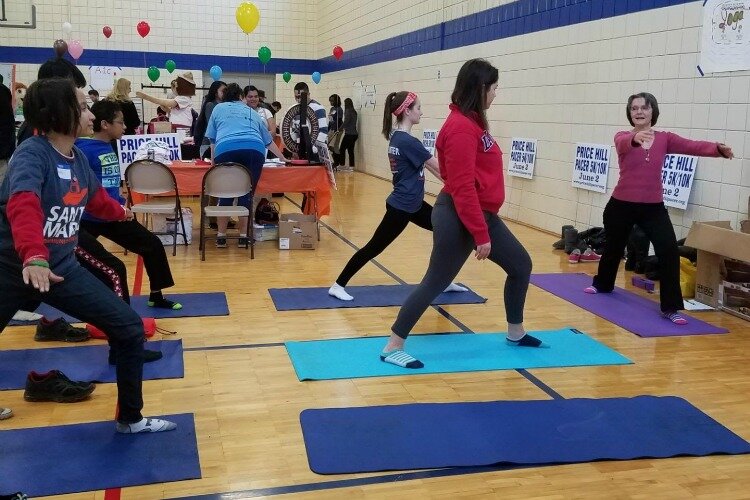 Yoga at SMCS's spring Health Fair.
