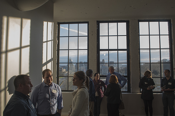 Huge windows provide panoramic views of downtown and Eden Park. 