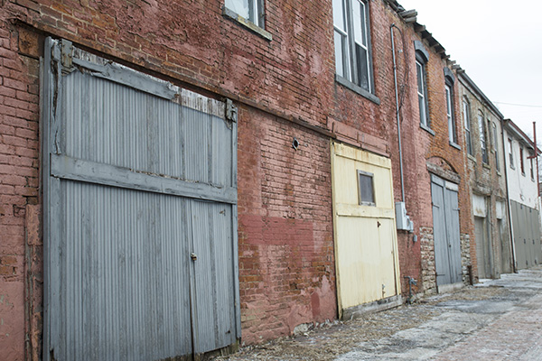 Historic carriage houses behind homes on Dayton Street