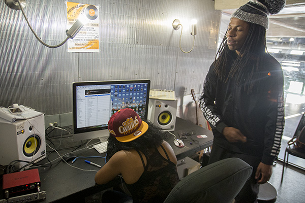 Elementz members work in the facility's recording studio