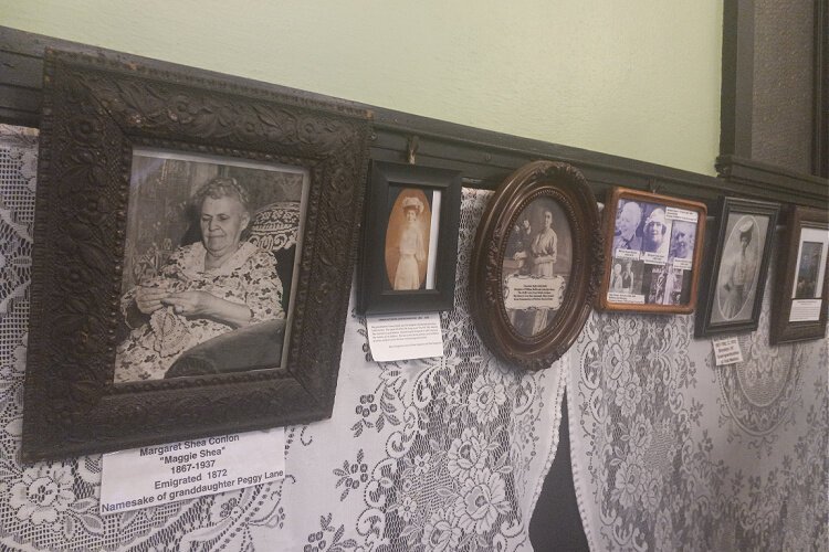 This photo display of the Cincinnati Irish Heritage Center highlights influential Irish-American women in Cincinnati's history. Most of the Center's photos and memorabilia have been donated by volunteers.