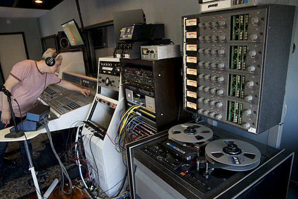 Sound engineers work at The Lodge in Dayton, KY.