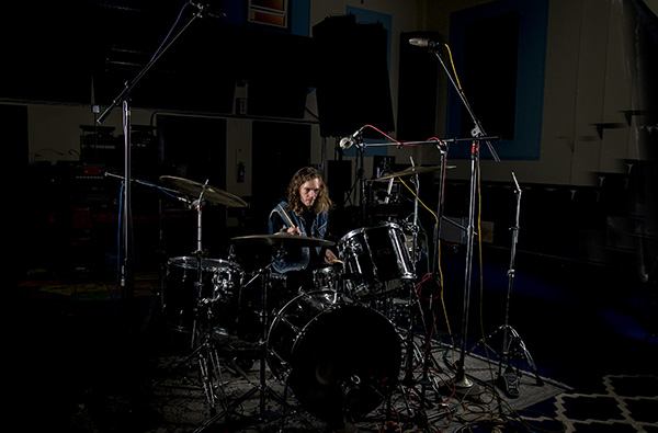 James Leg recording at The Lodge's in-house studio.