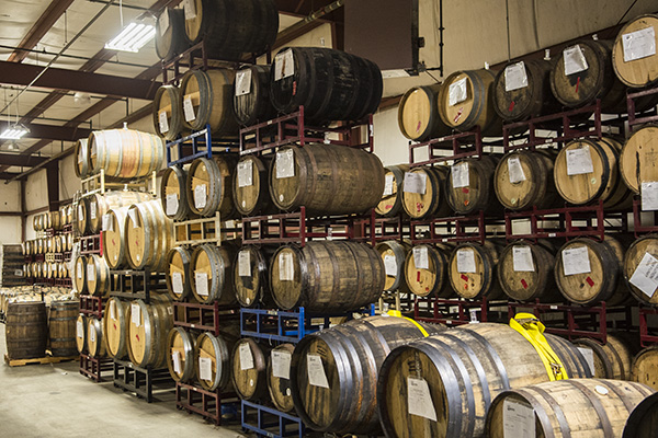 MadTree beer aging in barrels.