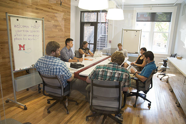 Students and entrepreneurs have begun using the Union Hall shared work spaces