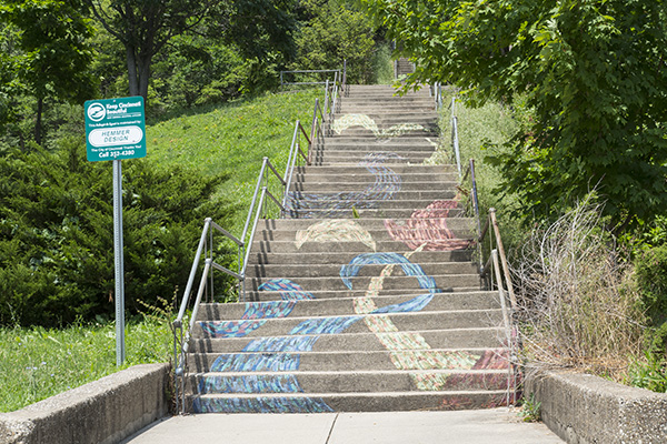 The Main Street steps start at Mulberry Street in Over-the-Rhine