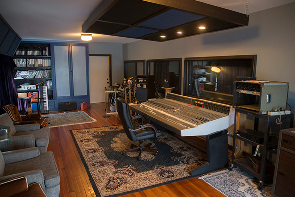 Audio control room at Masonic Studios in The Lodge