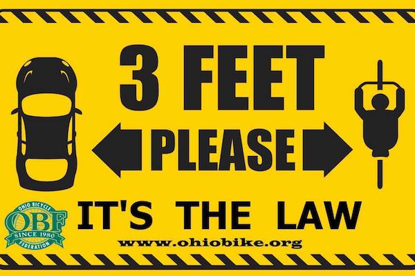 A new state law requires Ohio drivers to give cyclists three feet of clearance when passing.