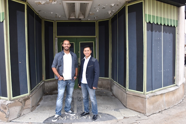 Business partners Brian Jackson (left) and Marvin Abrinica will open Esoteric Brewing in the Paramount Building next year.