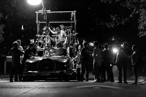 "A Kind of Murder" crew films at night.