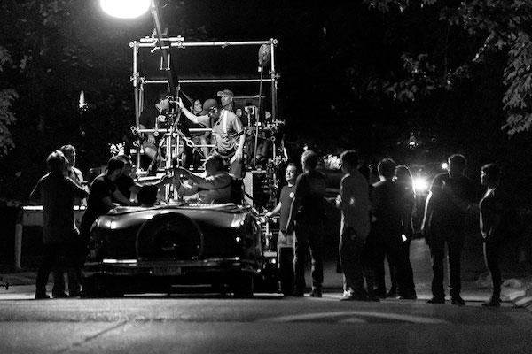 "A Kind of Murder" crew films at night.