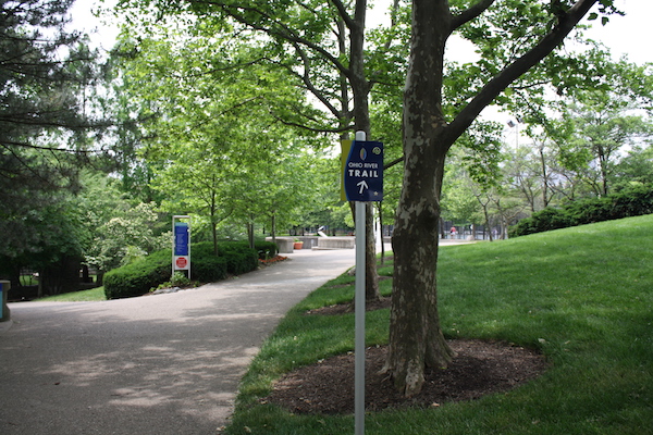 The Ohio River Trail stretches all along the downtown riverfront, and will someday connect with the statewide Ohio to Erie Trail.