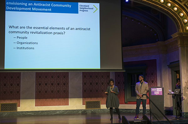 Keynote speakers Evelyn Burnett and Mordecai Cargill from Cleveland Neighborhood Progress