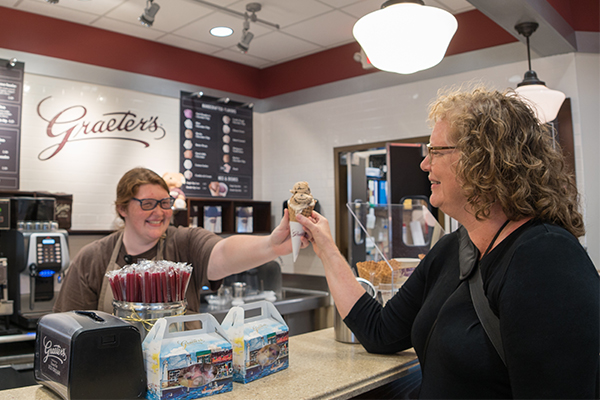 CVG is home to more than 60 restaurants and shops, including local favorite Graeter's Ice Cream.