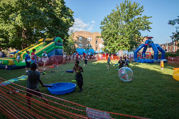 Children play at the Aug. 12 Westwood Second Saturdays "Splash" event.