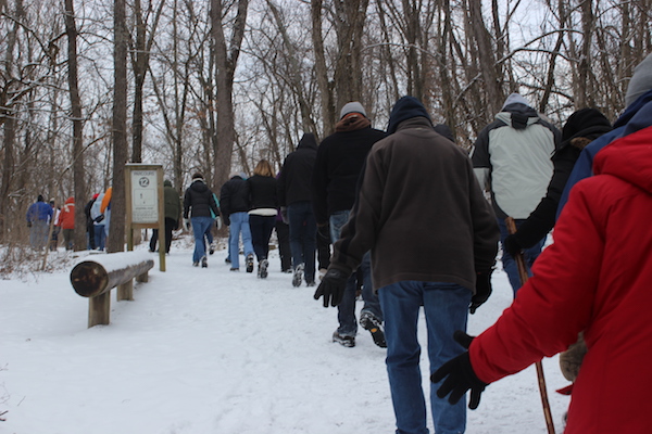 Winter hike at Woodland Mound