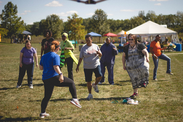 A mini fitness class at LADD's first ever FitFest.