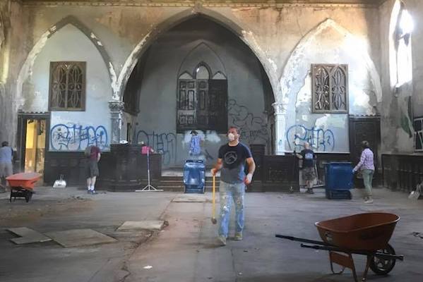 OTR A.D.O.P.T. spent a day cleaning out all of the debris from the vacant church.