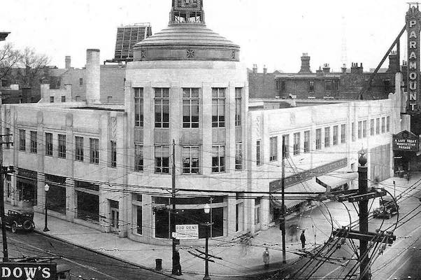 A historic photo of the Paramount Building, Esoteric's new home.