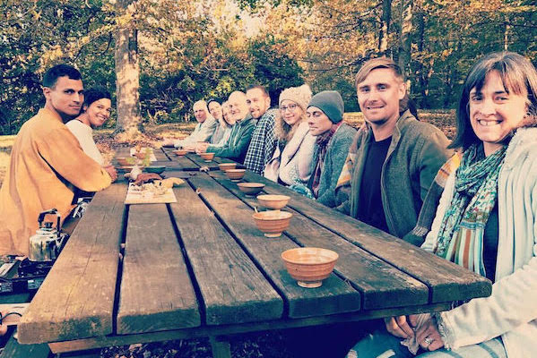  A group enjoys a tea ceremony at the Broadwell Center. 