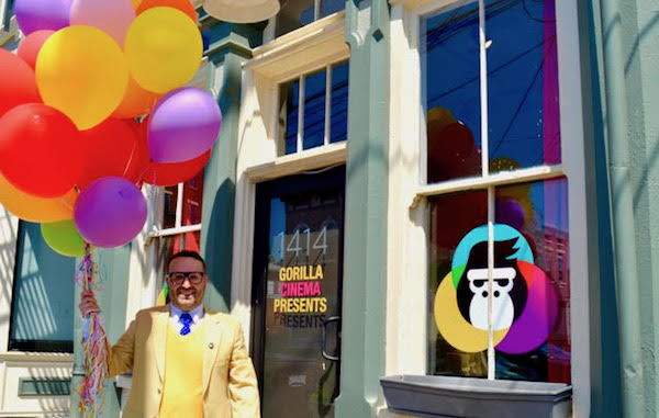 Owner Jacob Trevino in front of Gorilla Cinema's storefront at 1414 Walnut St.