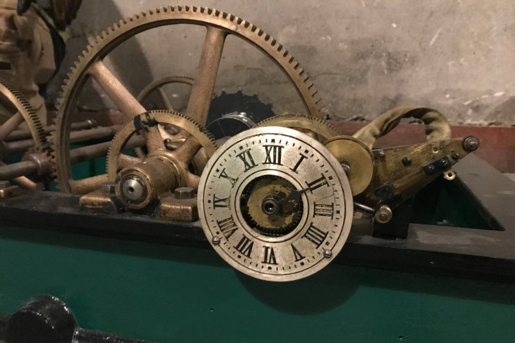 Parts of the clock's timing mechanism
