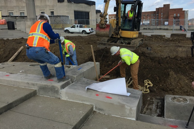 Removing the stones before restoration required precision.