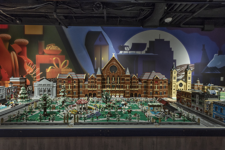 Miniature displays of Cincinnati at Holiday Junction.