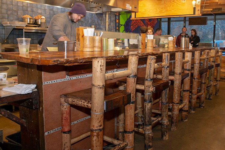 Diners can watch their food get freshly prepared.