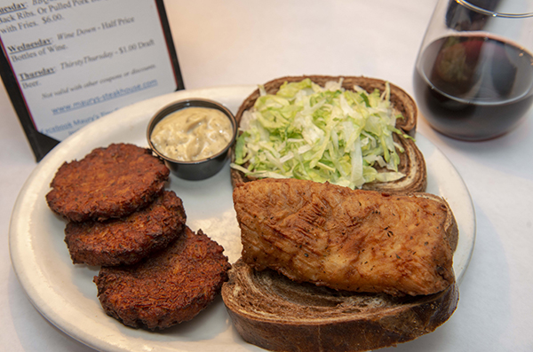 The Panther, fried cod sandwich with homemade potato fritters