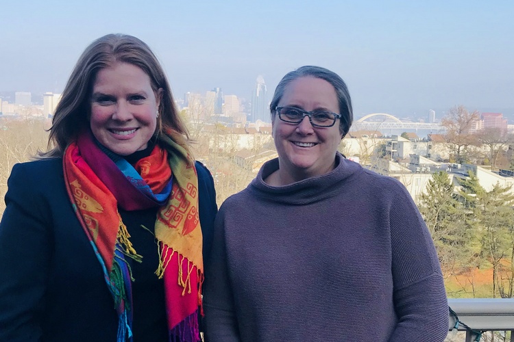 Laura Menge of the Greater Cincinnati Foundation with Rebekah Gensler, the chair of the NKY Giving Circle.