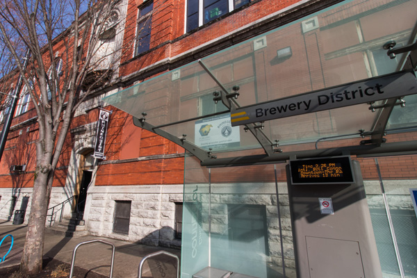 A streetcar stop in front of Rhinegeist connects the area just north of Liberty with OTR's core and downtown.