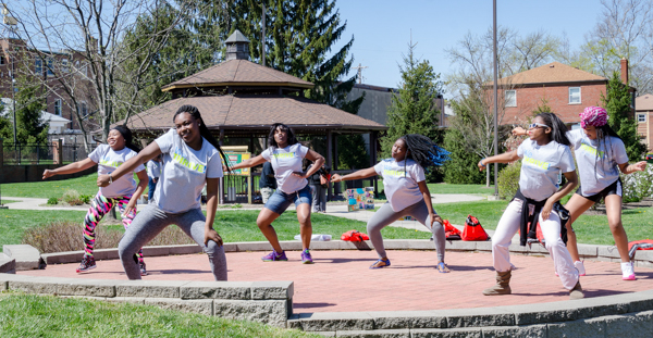 Angel Morris’ dance troupe showing their moves at a local celebration.