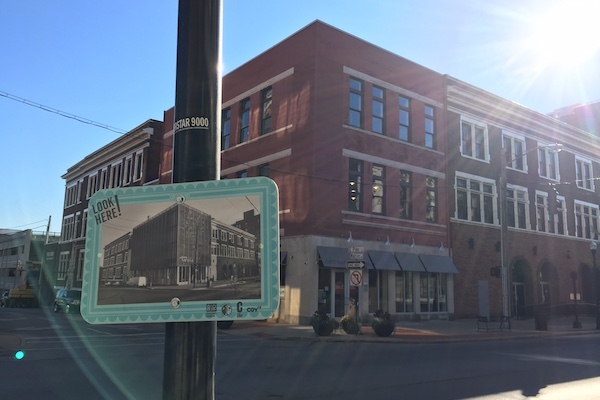 An example of the Look Here! photo exhibit outside of the Gateway Tech building in downtown Covington.