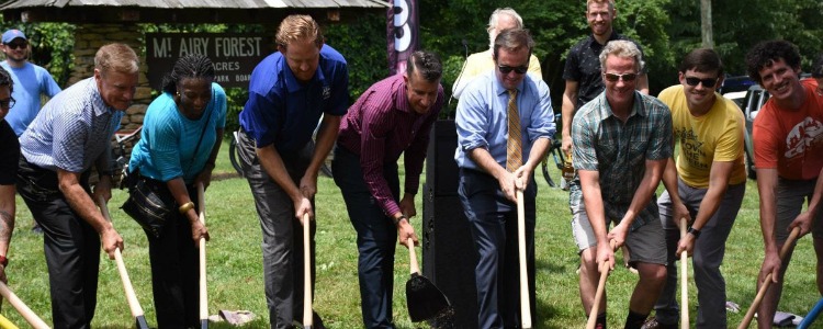 Groundbreaking ceremony for the Mt. Airy Forest mountain bike trail