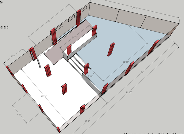 A diagram of The Nook art gallery.