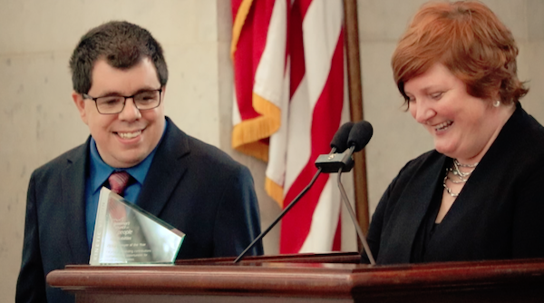 Craig Ihlendorf and Catherine Bennett accept the 2016 Ohio Employer of the Year Award. 