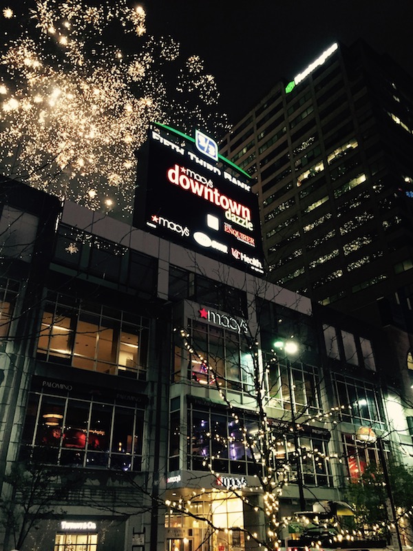 Fireworks over Fountain Square during the Downtown Dazzle.