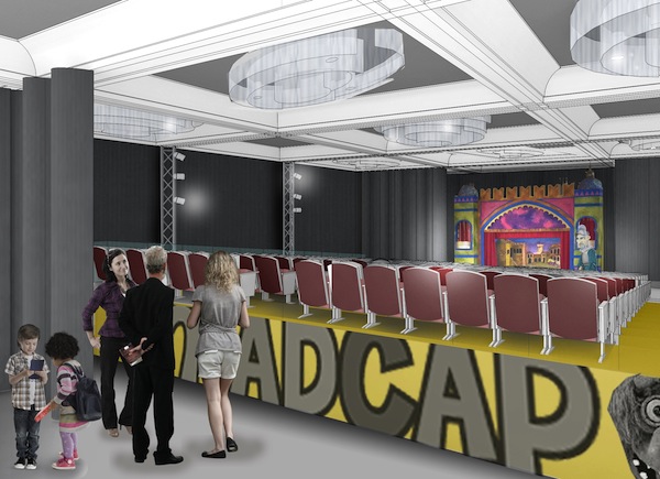 Rendering of the theater in Madcap Puppets' new building 