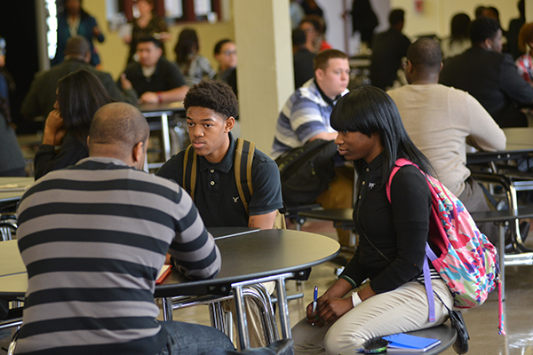 Hughes students at "speed mentoring" March 12