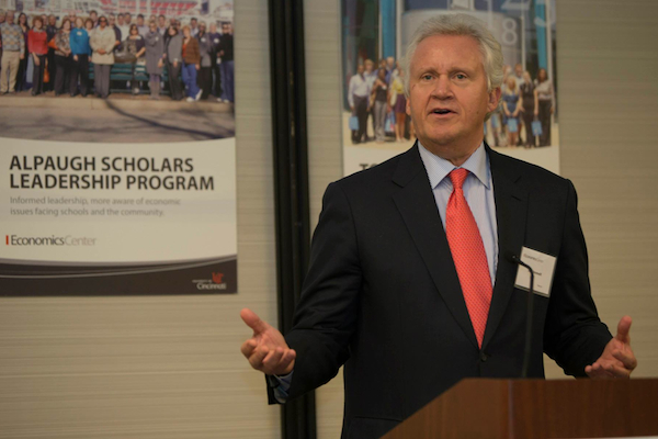 GE CEO Jeff Immelt praised economic empowerment at the Economics Center's March 16 event