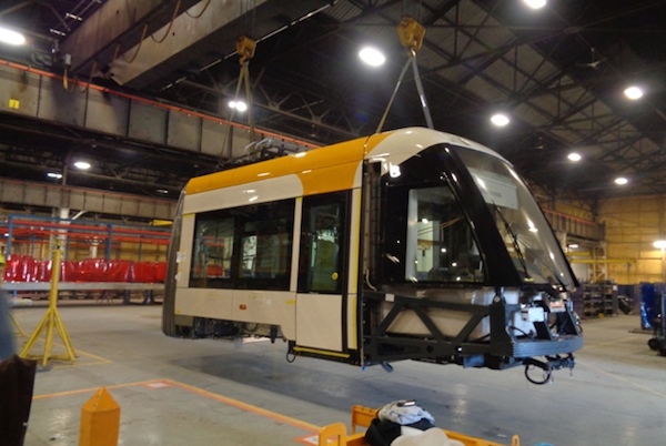 Cincinnati streetcars are being built now and will arrive later this year