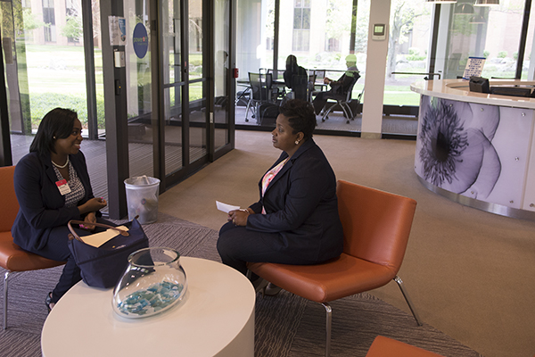 Andrea Bowens-Jones (right) and Kirsten Simpson at P&G's Blue Ash campus