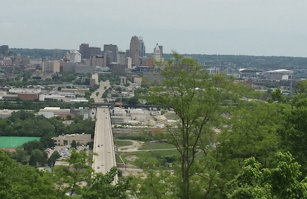View of downtown and Northern Kentucky from the Incline Theater in Price Hill